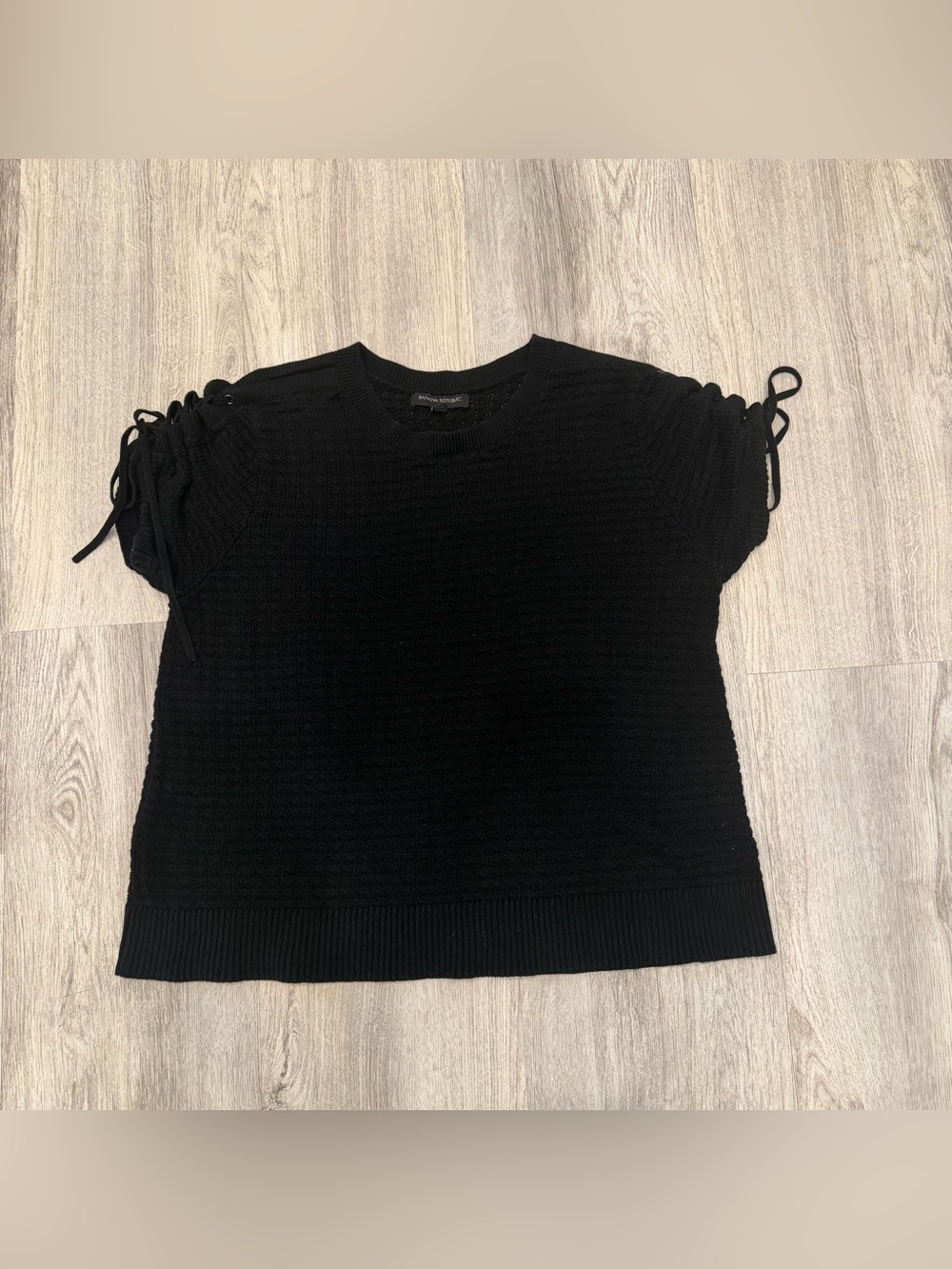 Banana Republic Black Tie Sleeve Knit Sweater Top Size Large